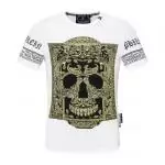 philipp plein t-shirt homme fashion face skull blanc